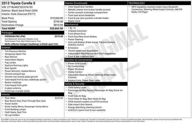 Used 2013 Toyota Corolla S w/ Premium Pkg FWD image 10