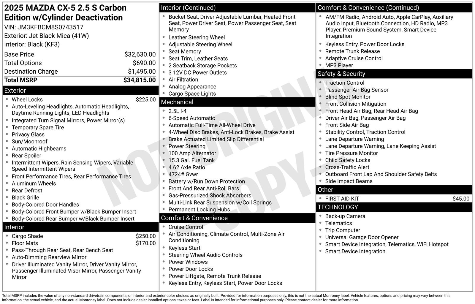 Certified 2025 MAZDA CX-5 Carbon Edition AWD/4WD image 29