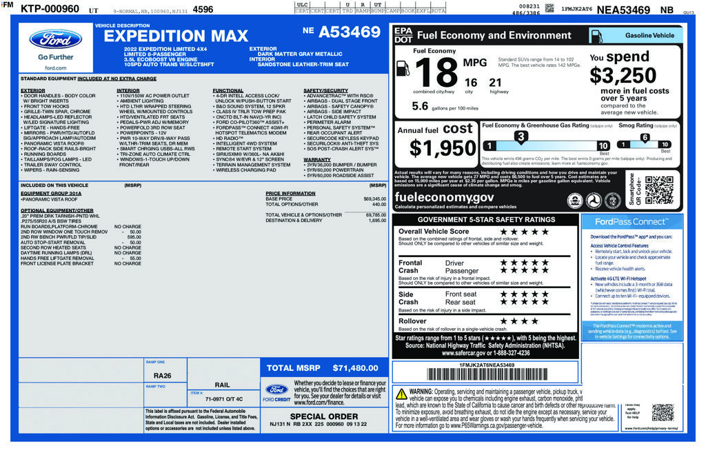 Used 2022 Ford Expedition Max Limited AWD/4WD image 52