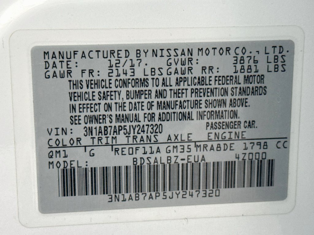 Used 2018 Nissan Sentra S w/ S Midnight Style Package FWD image 36