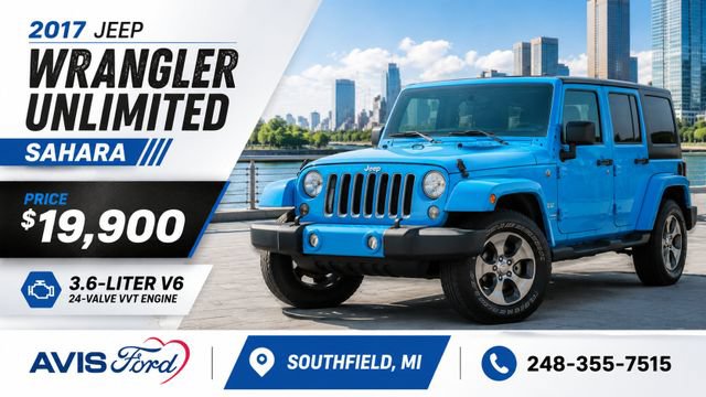 Used 2017 Jeep Wrangler Unlimited Sahara w/ Max Tow Package AWD/4WD image 1