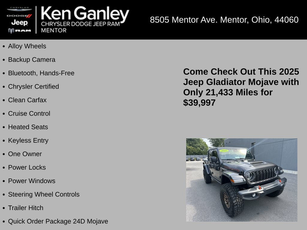 Used 2025 Jeep Gladiator Mojave w/ Convenience Group AWD/4WD image 5