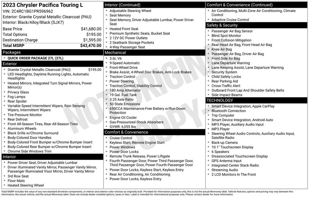 Used 2023 Chrysler Pacifica Touring-L FWD image 13