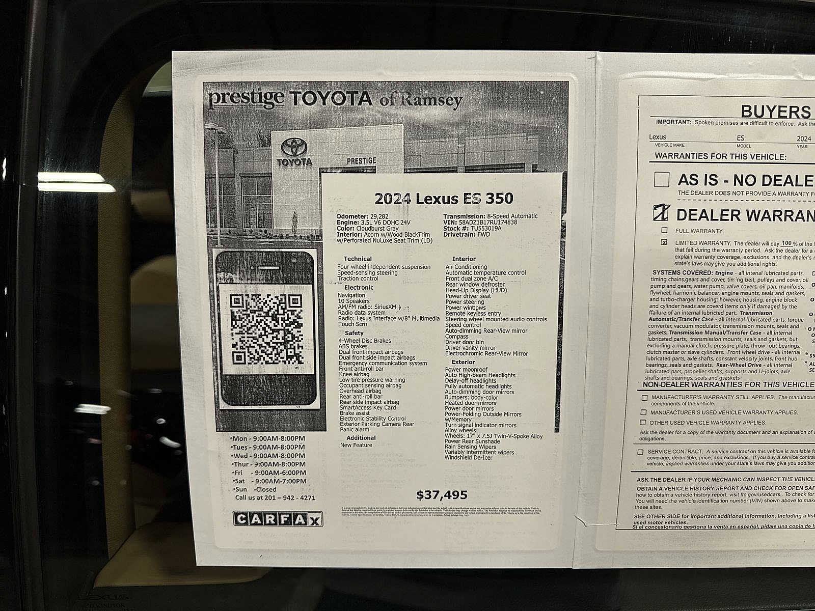 Used 2024 Lexus ES 350 w/ Premium Package image 13