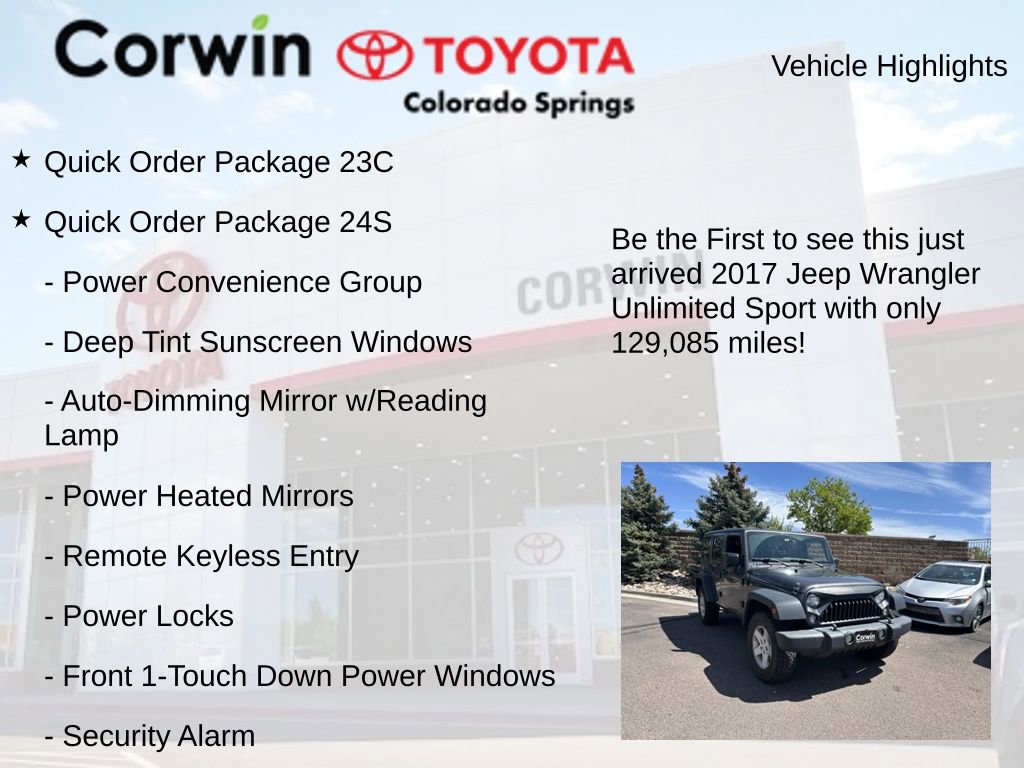 Used 2017 Jeep Wrangler Unlimited Sport w/ Quick Order Package 24S AWD/4WD image 4