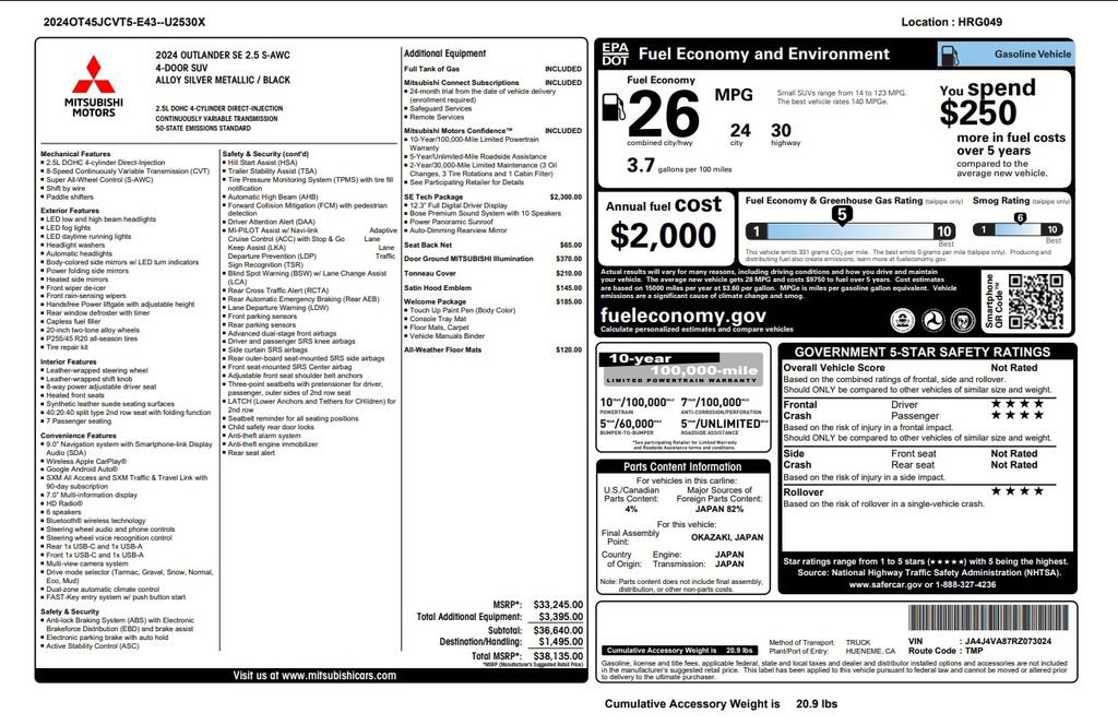 Used 2024 Mitsubishi Outlander SE AWD/4WD image 4
