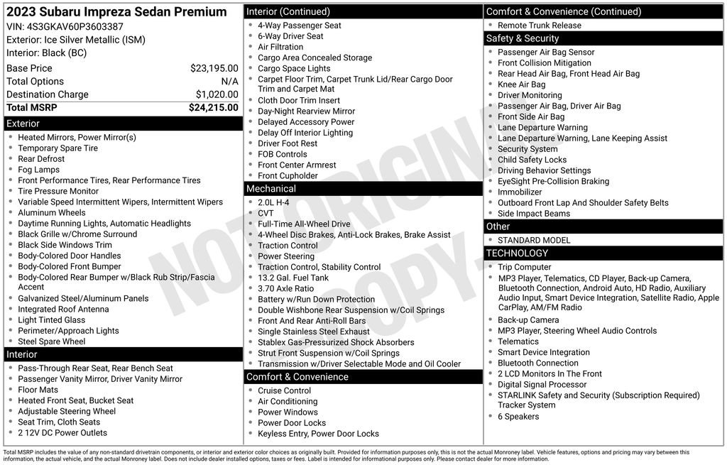 Certified 2023 Subaru Impreza 2.0i Premium AWD/4WD image 33