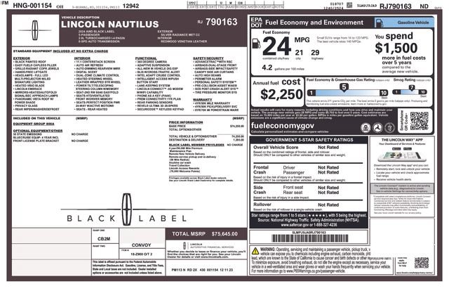 Certified 2024 Lincoln Nautilus Black Label AWD/4WD image 12