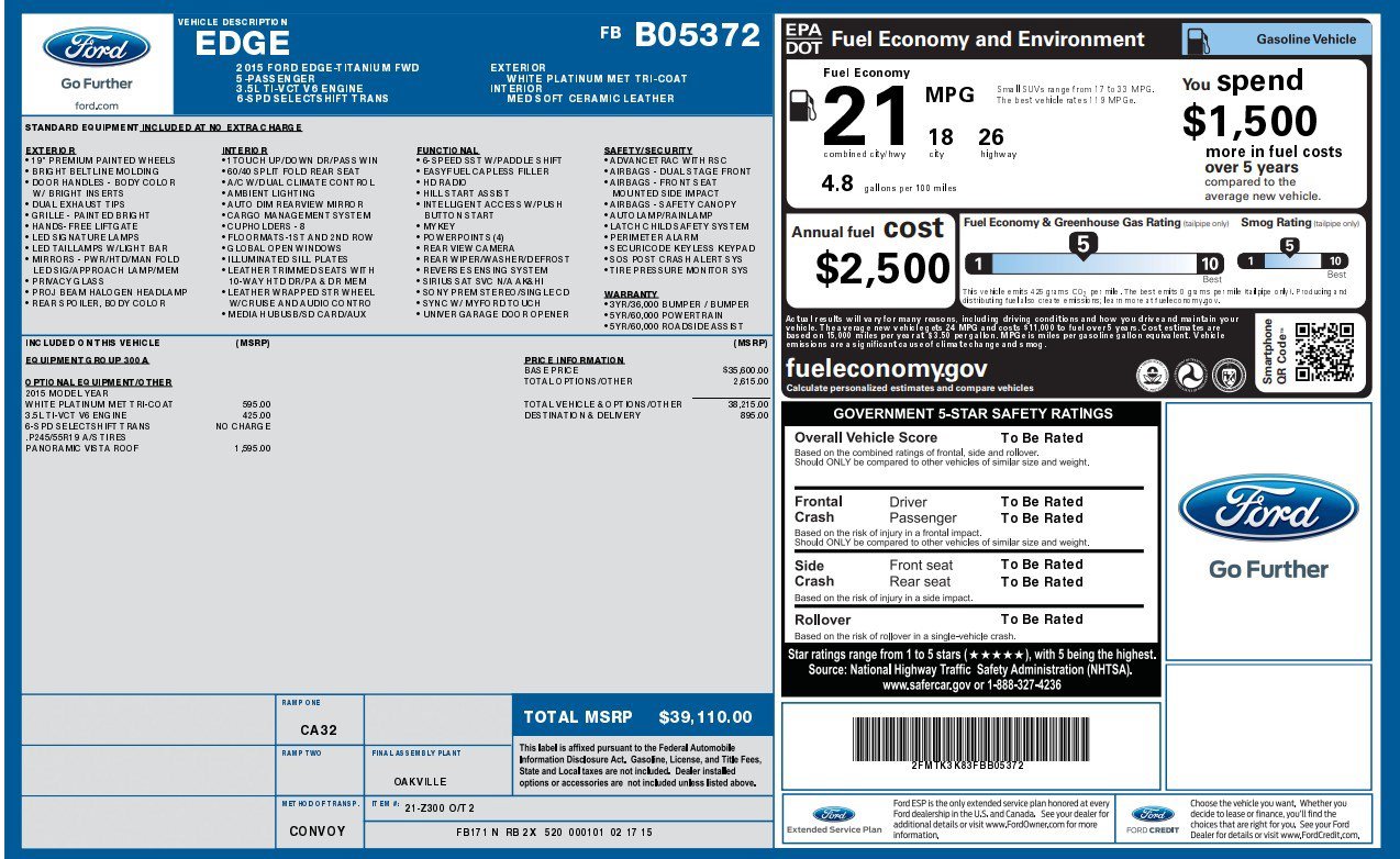 Used 2015 Ford Edge Titanium FWD image 2