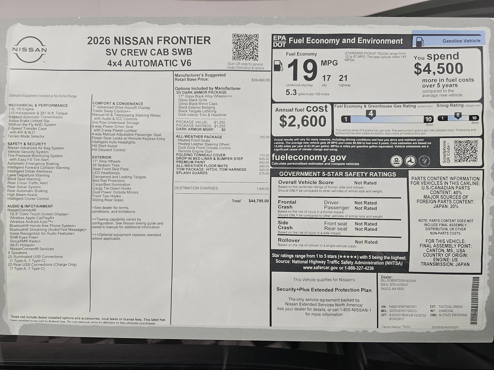New 2026 Nissan Frontier SV image 39