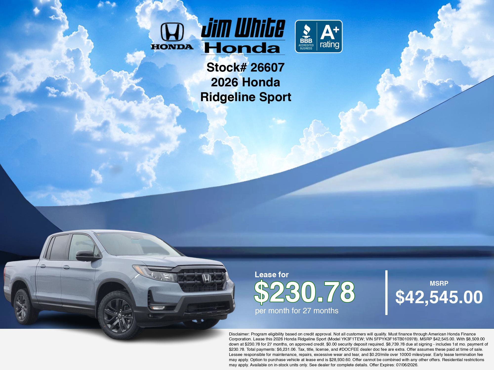 New 2026 Honda Ridgeline Sport image 3