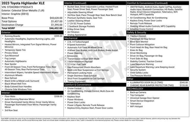 Used 2023 Toyota Highlander XLE AWD/4WD image 7