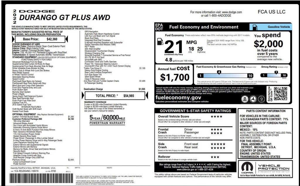 Used 2022 Dodge Durango GT AWD/4WD image 32