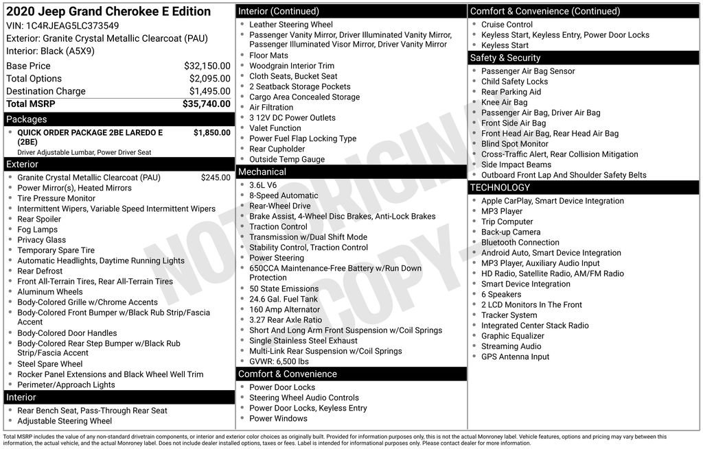 Used 2020 Jeep Grand Cherokee Laredo RWD image 36