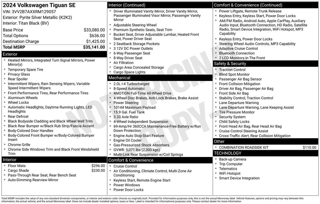 Used 2024 Volkswagen Tiguan SE image 7