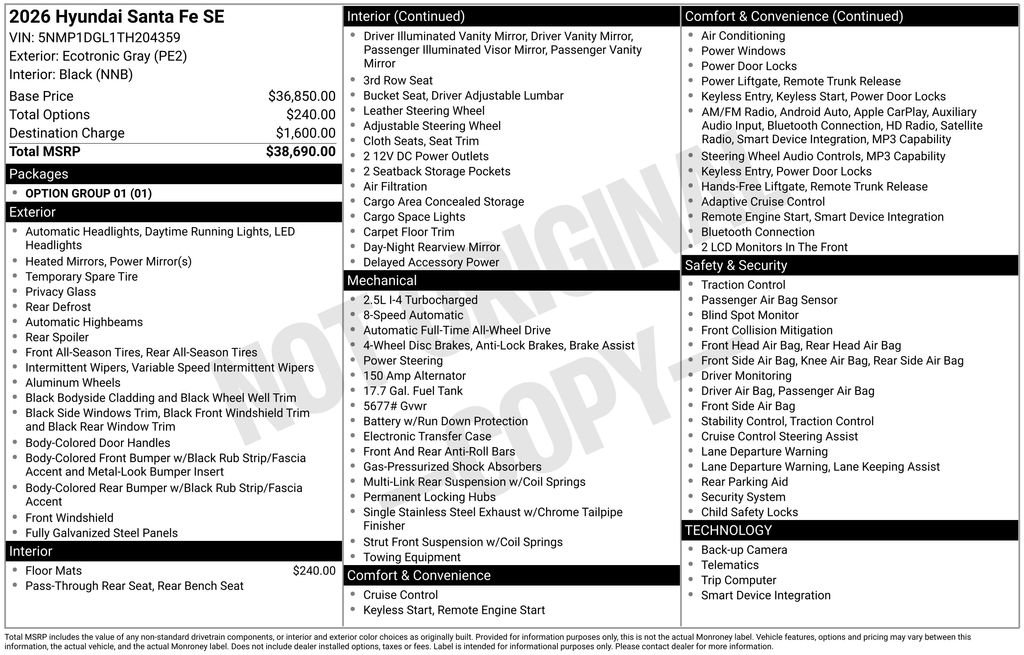New 2026 Hyundai Santa Fe SE AWD/4WD image 22