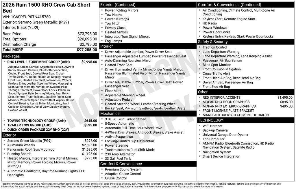 New 2026 RAM 1500 RHO w/ RHO Level 1 Equipment Group AWD/4WD image 6