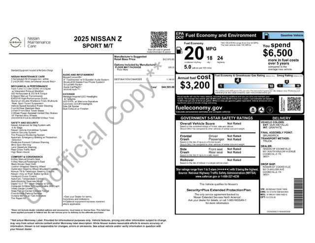 Used 2025 Nissan Z Sport w/ Floor Mat Package RWD image 14