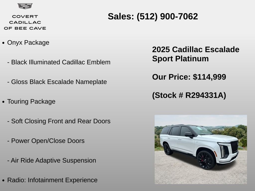 Used 2025 Cadillac Escalade Sport Platinum w/ LPO, ONYX Package AWD/4WD image 30