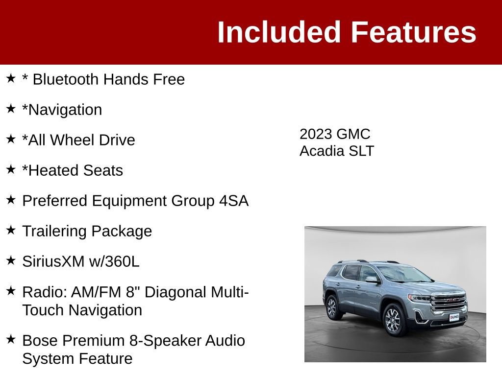 Used 2023 GMC Acadia SLT w/ Trailering Package AWD/4WD image 3