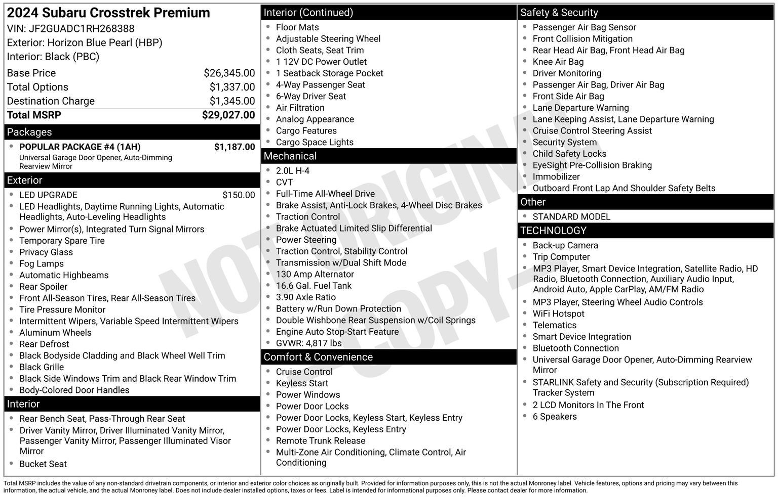 Certified 2024 Subaru Crosstrek 2.0i Premium w/ Popular Package #4 AWD/4WD image 35