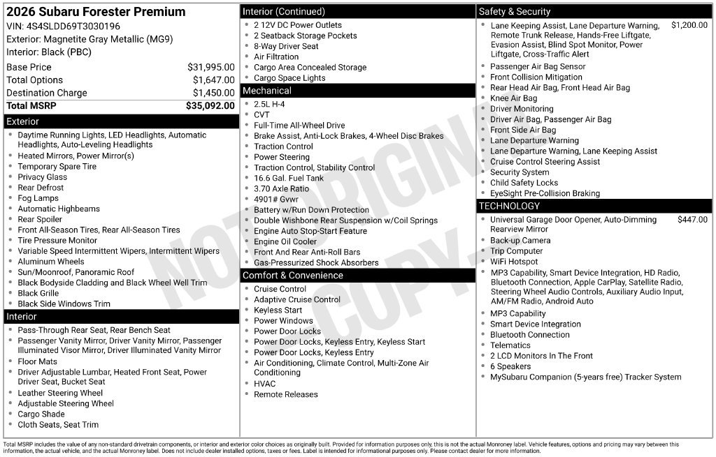 Certified 2026 Subaru Forester Premium AWD/4WD image 36