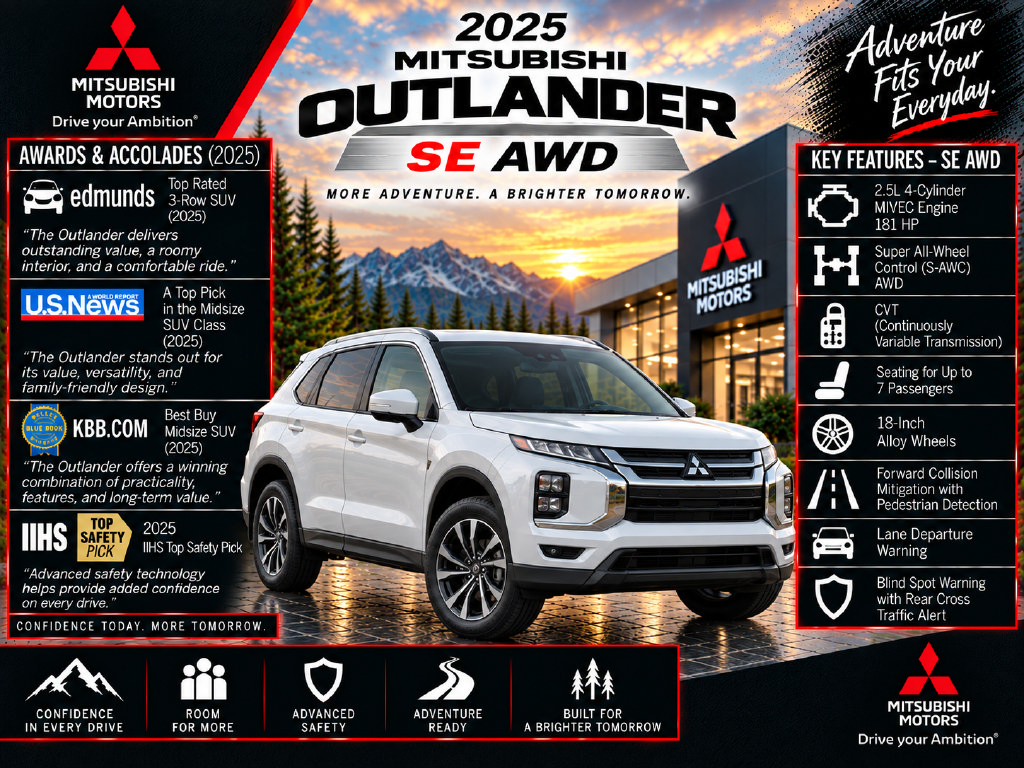 Used 2025 Mitsubishi Outlander SE AWD/4WD image 2