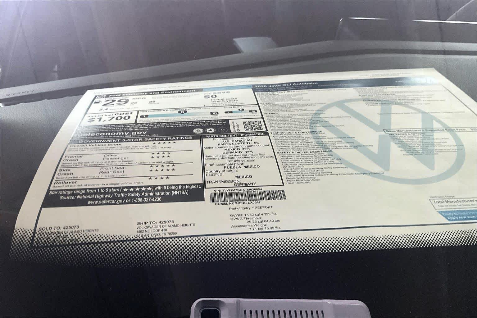 New 2026 Volkswagen Jetta GLI Autobahn FWD image 18