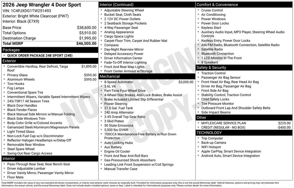 New 2026 Jeep Wrangler Unlimited Sport AWD/4WD image 5
