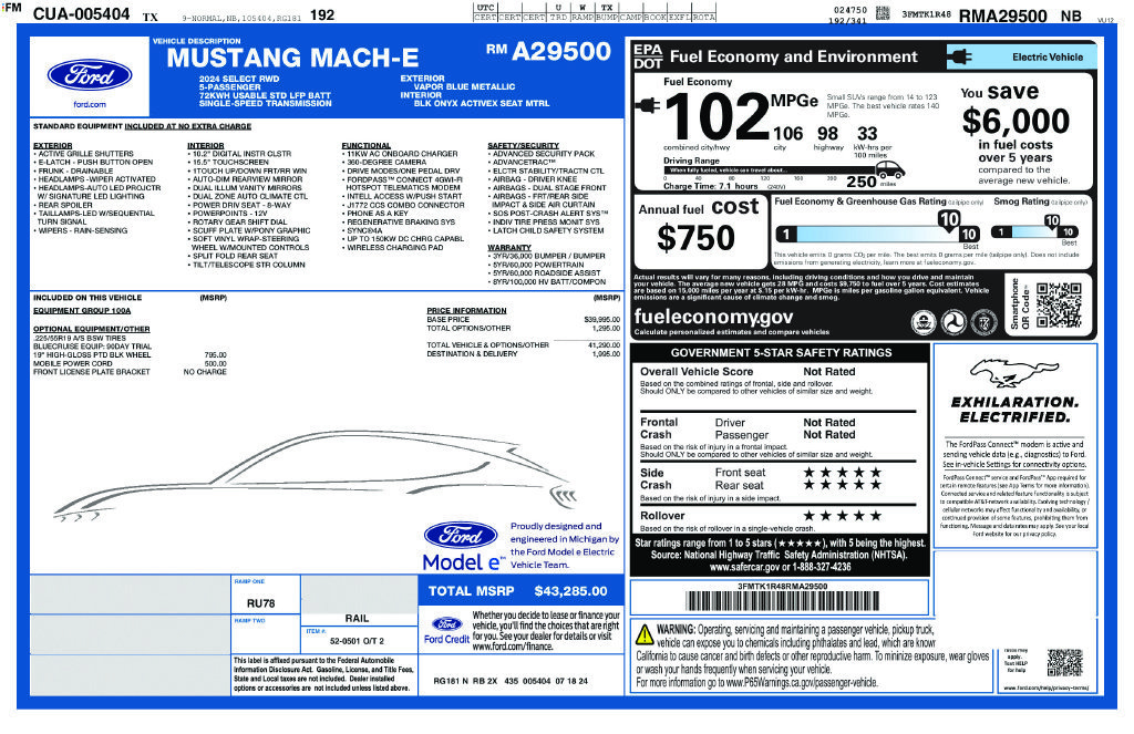 Certified 2024 Ford Mustang Mach-E Select RWD image 36