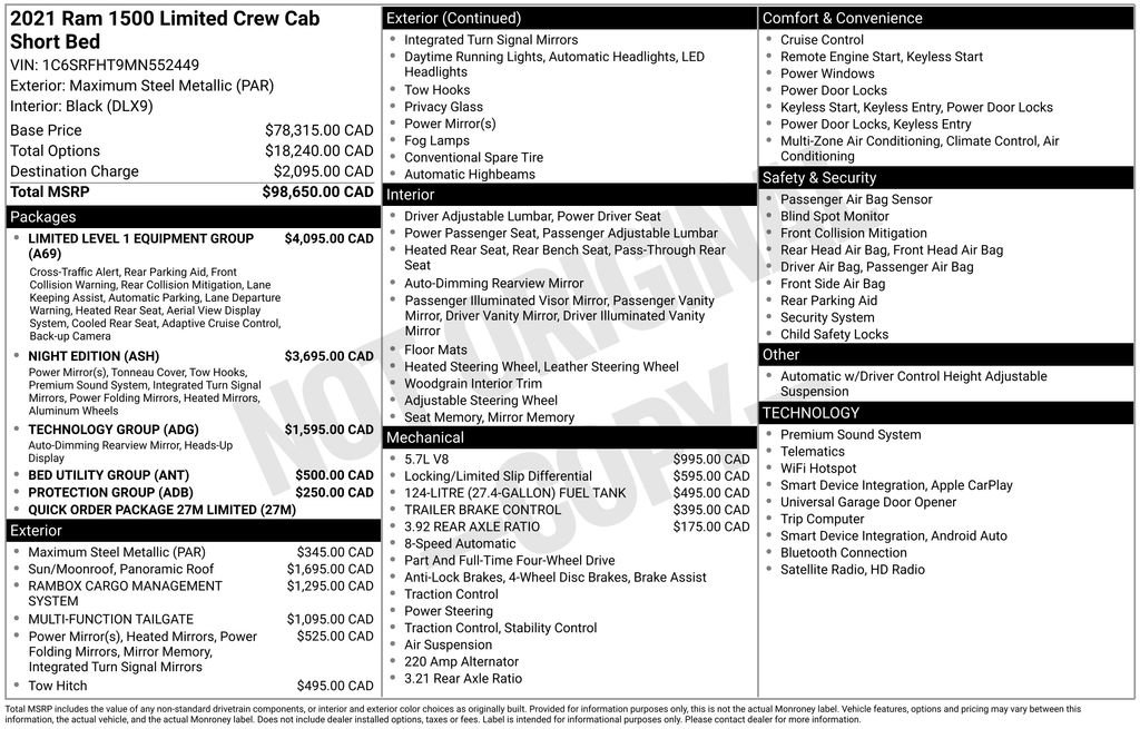 Used 2021 RAM 1500 Limited AWD/4WD image 19