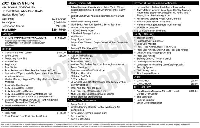 Used 2021 Kia K5 GT-Line w/ GT-Line FWD Premium Package image 2