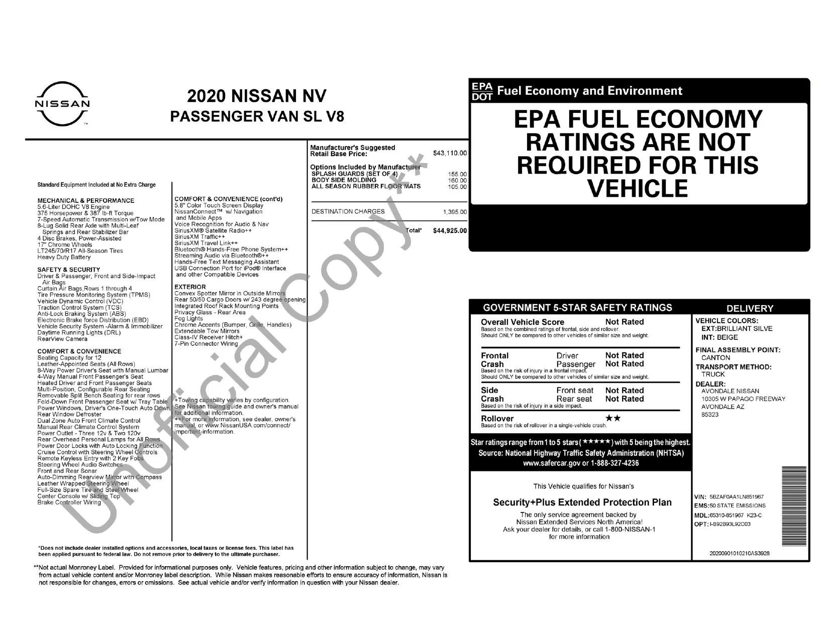 Used 2020 Nissan NV 3500 SL RWD image 2