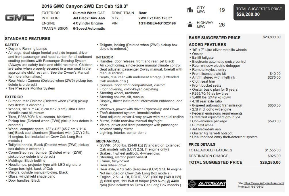 Used 2016 GMC Canyon W/T w/ Convenience Package image 34