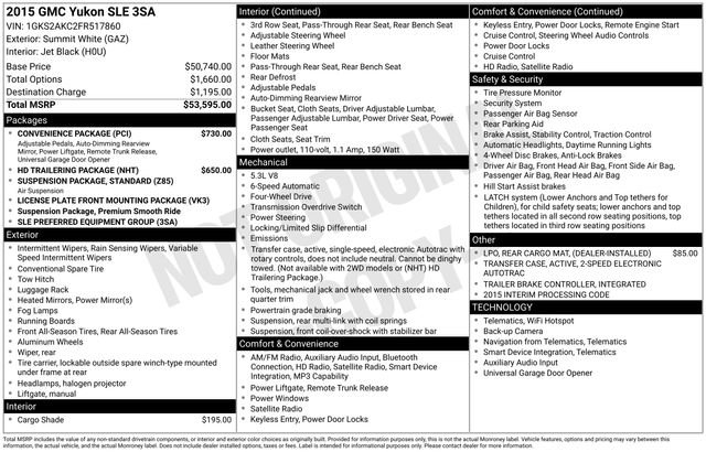 Used 2015 GMC Yukon SLE w/ Convenience Package image 44