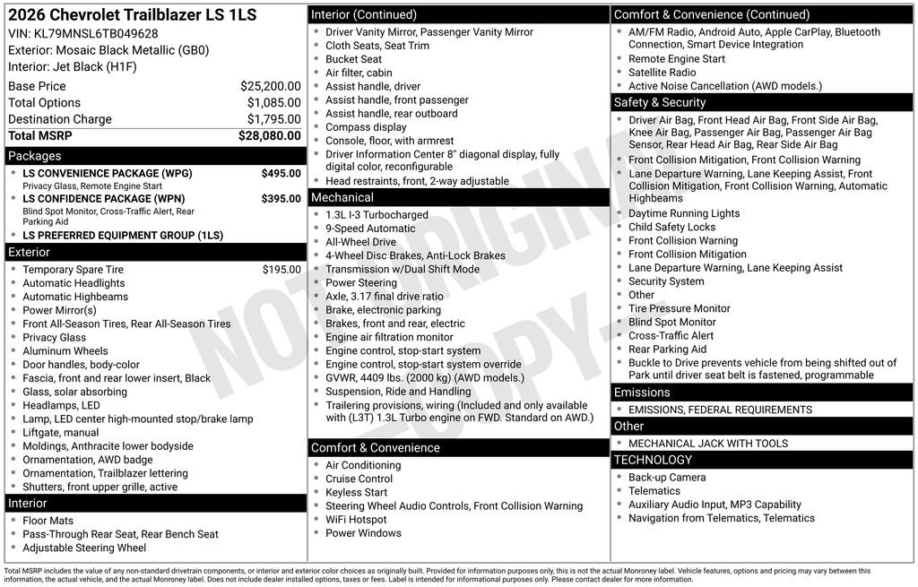 New 2026 Chevrolet TrailBlazer LS w/ LS Convenience Package image 10