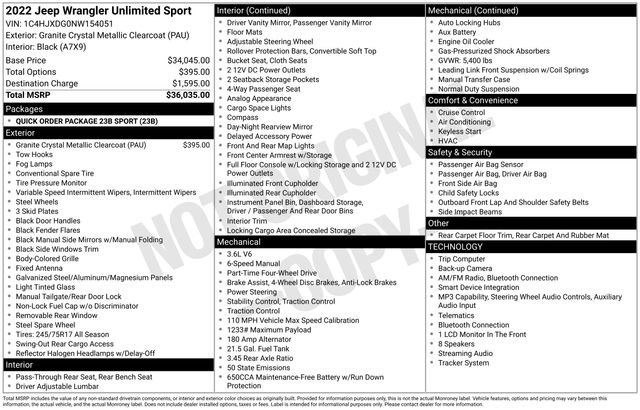 Used 2022 Jeep Wrangler Unlimited Sport AWD/4WD image 19