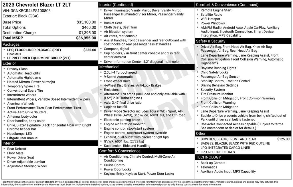Certified 2023 Chevrolet Blazer LT w/ LPO, Floor Liner Package FWD image 3