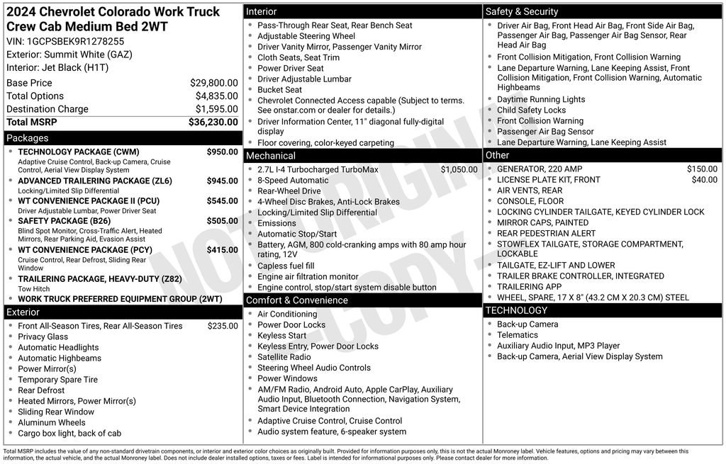 Used 2024 Chevrolet Colorado W/T w/ Technology Package image 17