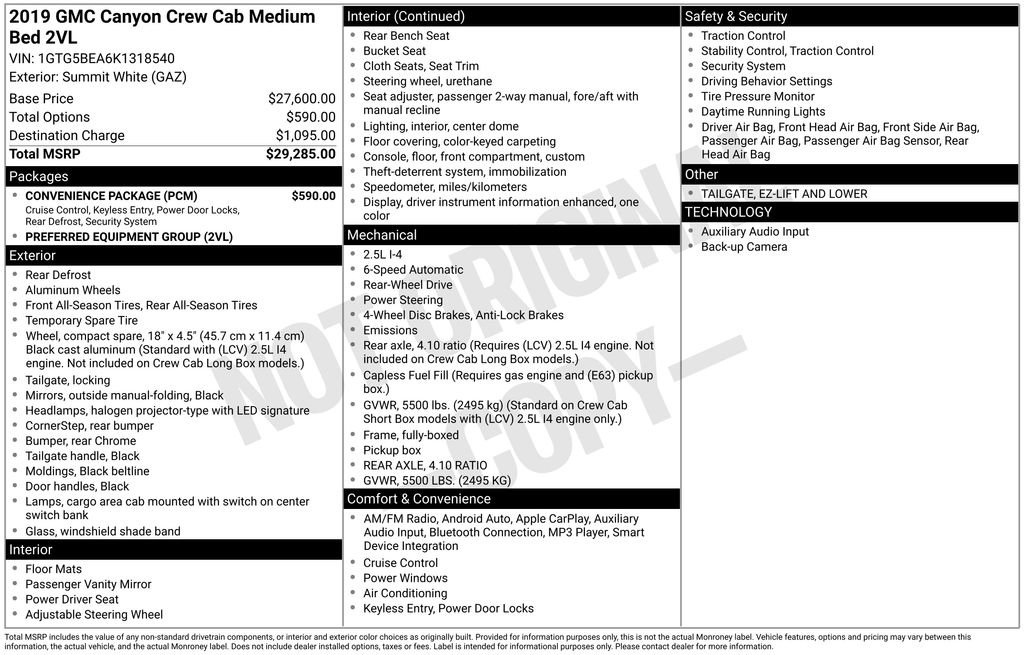 Used 2019 GMC Canyon Base w/ Convenience Package image 35