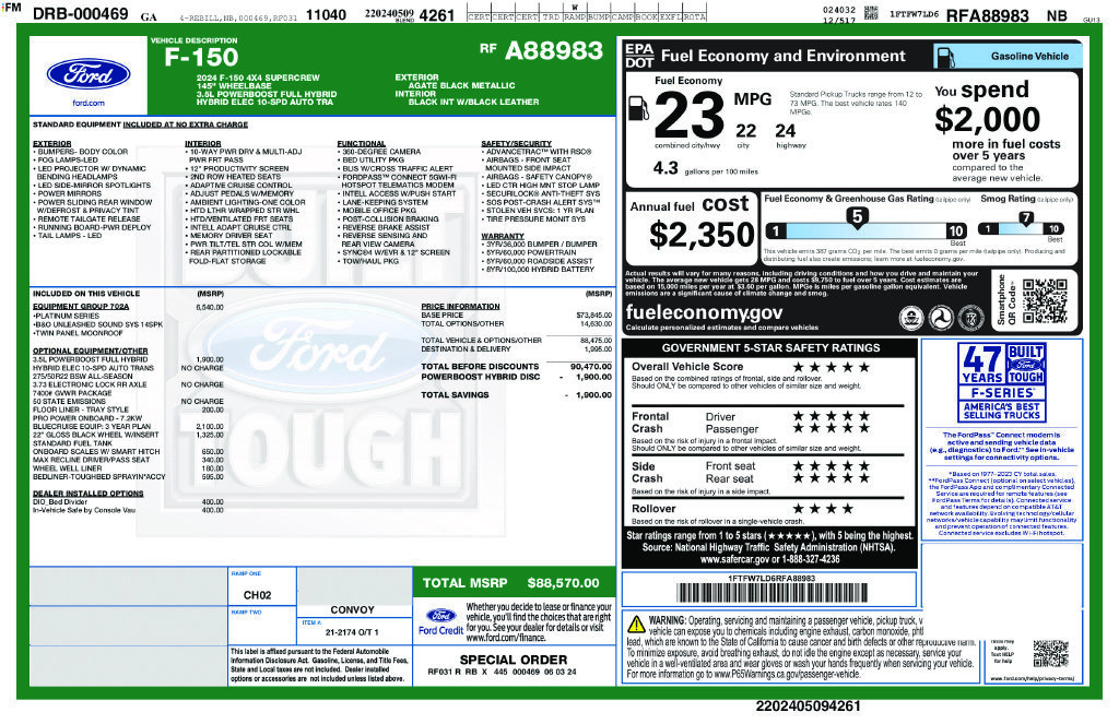 Used 2024 Ford F150 Platinum w/ Equipment Group 702A High AWD/4WD image 4