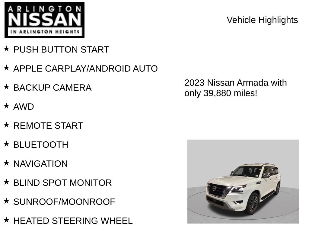 Certified 2023 Nissan Armada Platinum w/ Captain's Chairs Package AWD/4WD image 8