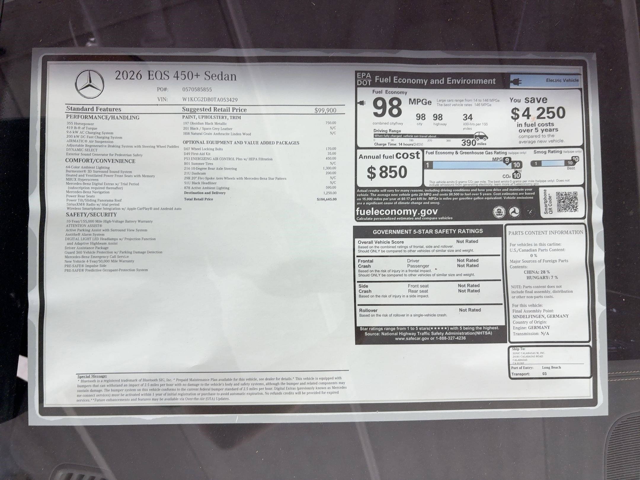 New 2026 Mercedes-Benz EQS 450+ Sedan image 31