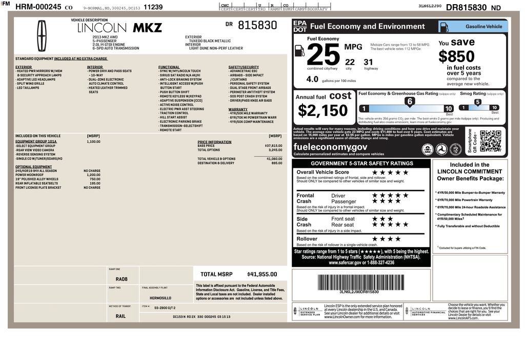 Used 2013 Lincoln MKZ AWD image 13