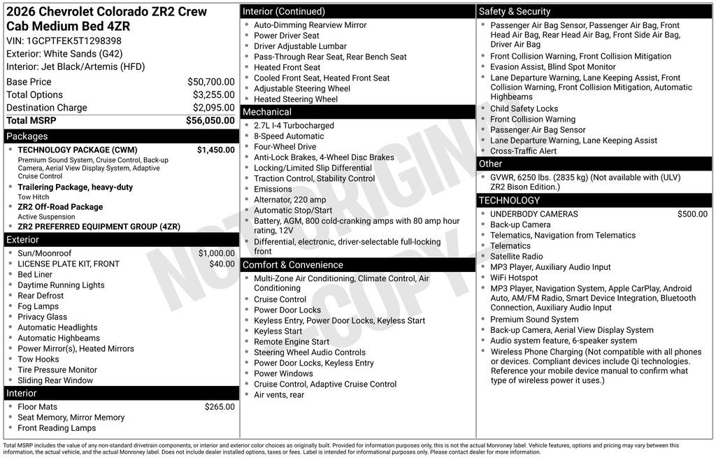 New 2026 Chevrolet Colorado ZR2 w/ Technology Package AWD/4WD image 6