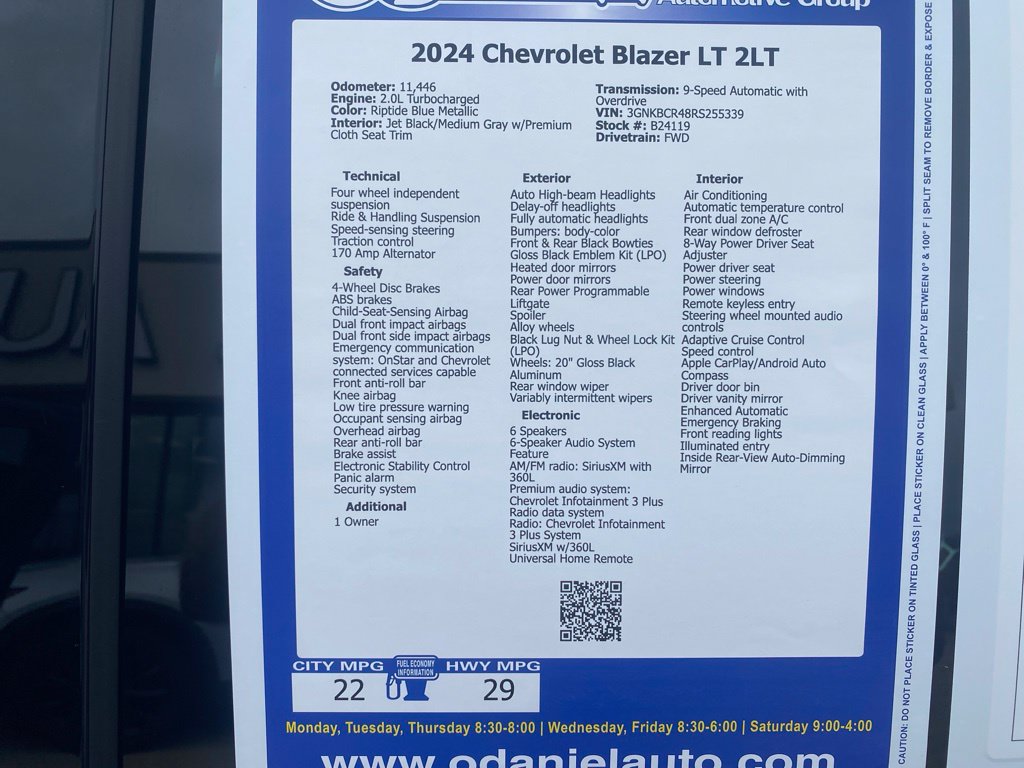 Used 2024 Chevrolet Blazer LT w/ Convenience Package FWD image 27