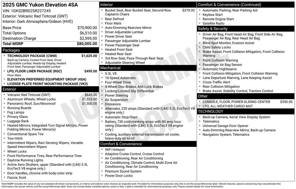 Certified 2025 GMC Yukon Elevation w/ Technology Package image 5