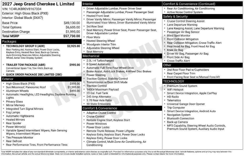 New 2027 Jeep Grand Cherokee L Limited w/ Technology Group II AWD/4WD image 6
