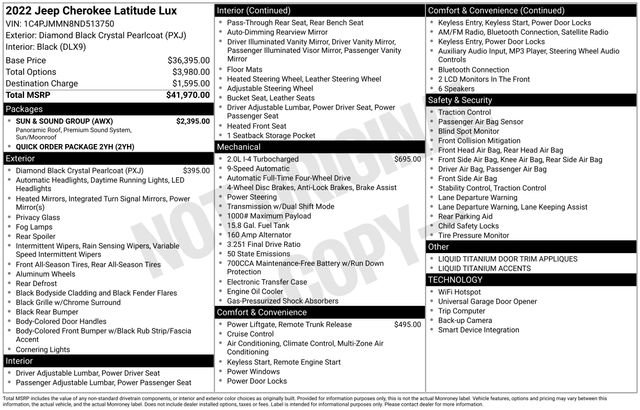 Used 2022 Jeep Cherokee Latitude Lux w/ Sun & Sound Group image 6