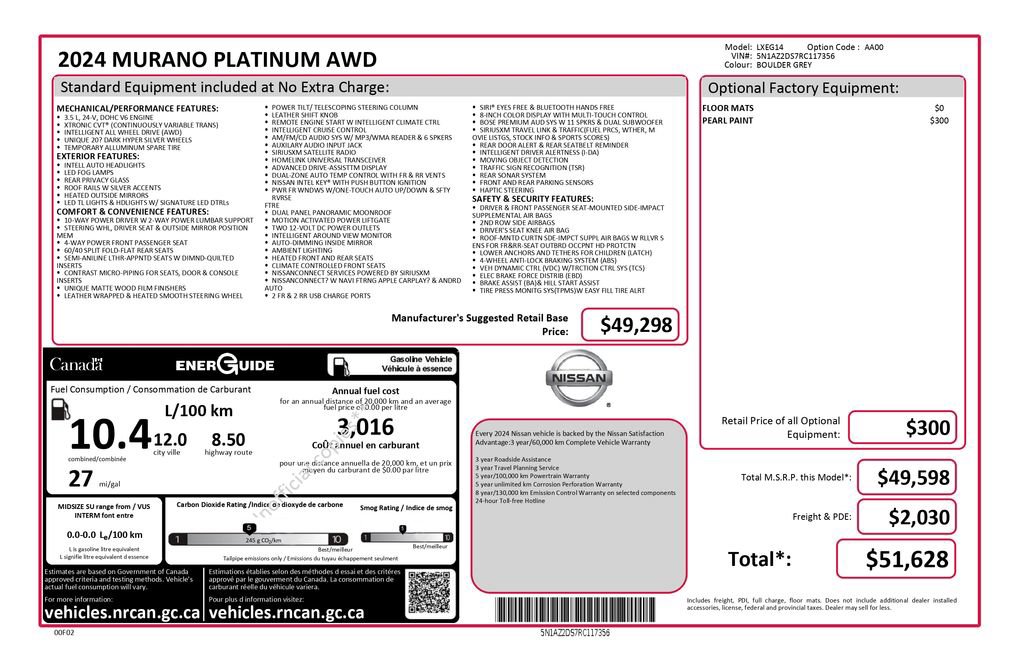 Used 2024 Nissan Murano Platinum AWD/4WD image 3